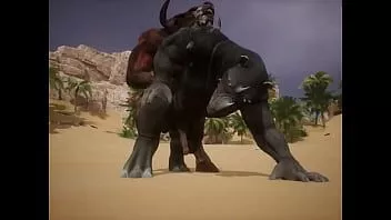 Play Minotaur and rhino embrace each other - wildlife